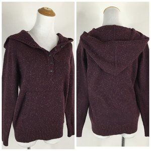 PATAGONIA Plum MultiColor Specks Recycled Wool Silk Blend Knit Hoodie Sweater